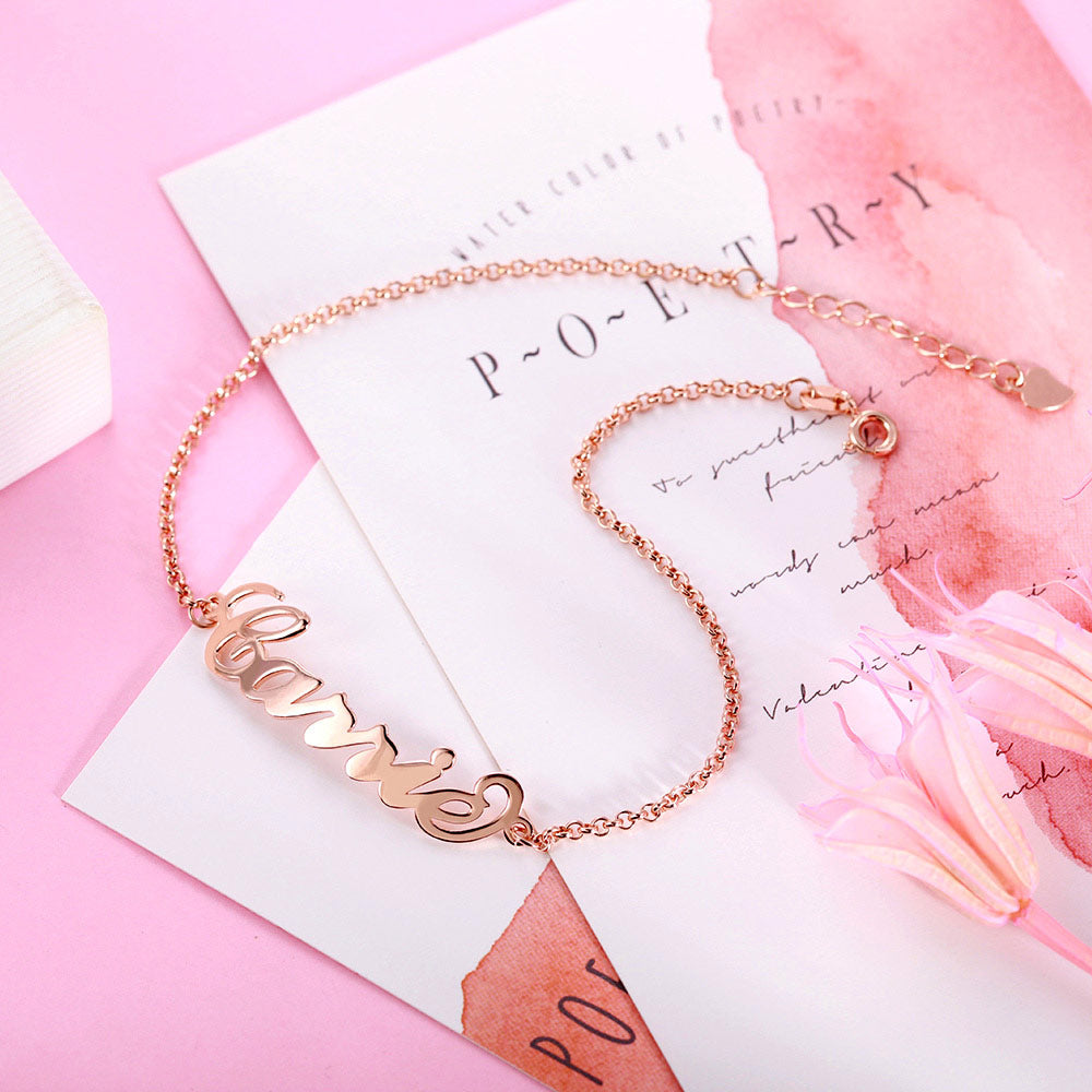 Personalized Name Anklet Sterling Silver