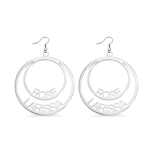 Personalized Double Hoop Name Earrings
