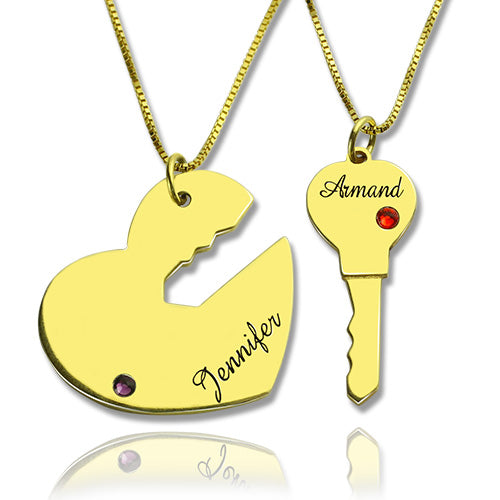 Key Necklace Key Pendant on a Chain Valentines Gift Golden 