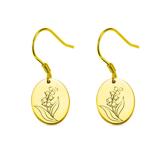 Engraved Birth Flower Earrings