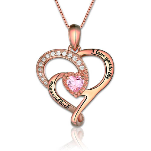 I Love You To The Moon And Back Birthstone Necklace Sterling Silver