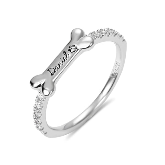 Personalized Bone Shaped Dog Name Ring