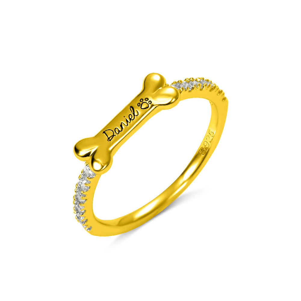 Personalized Bone Shaped Dog Name Ring