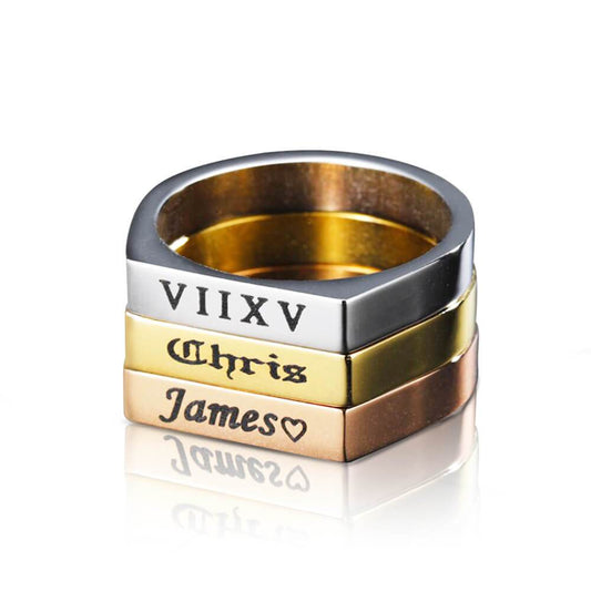 Engraved Stainless Steel Name Ring