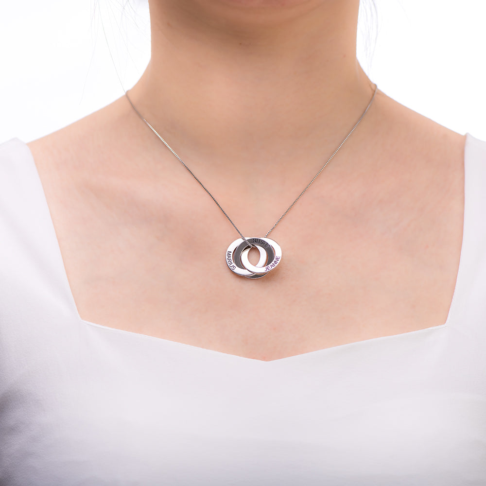 Engraved Ring Necklace Sterling Silver