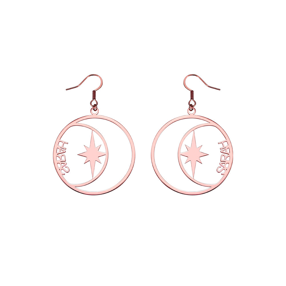 Personalized Name North Star Earrings