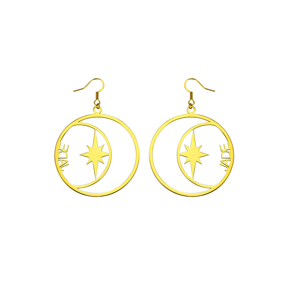 Personalized Name North Star Earrings