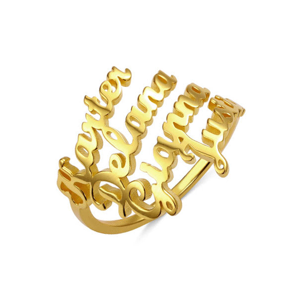 Personalized 4 Names Ring in Silver