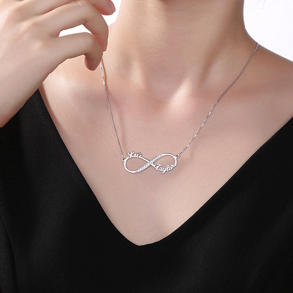 Custom Infinity 2 Names CZ Necklace