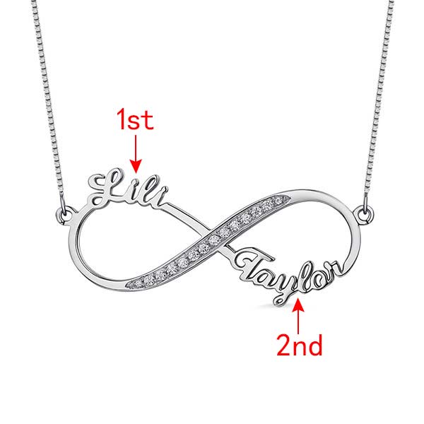 Custom Infinity 2 Names CZ Necklace