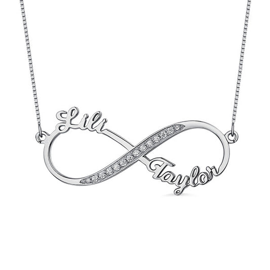 Custom Infinity 2 Names CZ Necklace