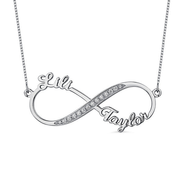 Custom Infinity 2 Names CZ Necklace