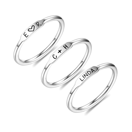 Personalized Initial and Name Stackable Bar Rings