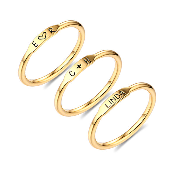 Personalized Initial and Name Stackable Bar Rings