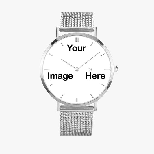 Personalized Photo Stainless Steel Perpetual Calendar Quartz Watch (With Indicators)