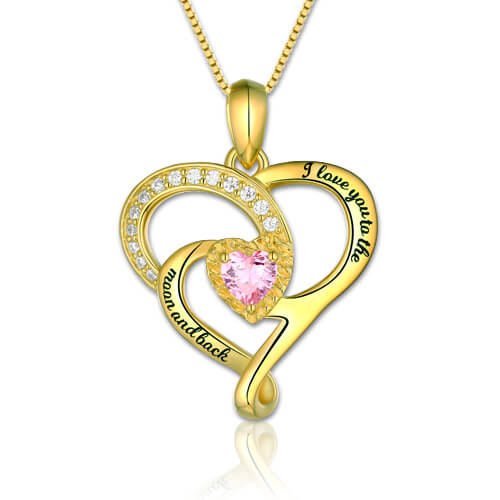 I Love You To The Moon And Back Birthstone Necklace Sterling Silver