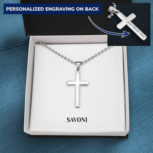 Luxury Cross Pendant Necklace with Military Style Ball Chain