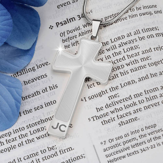 Luxury Double Engraved Cross Necklace - Snake Chain