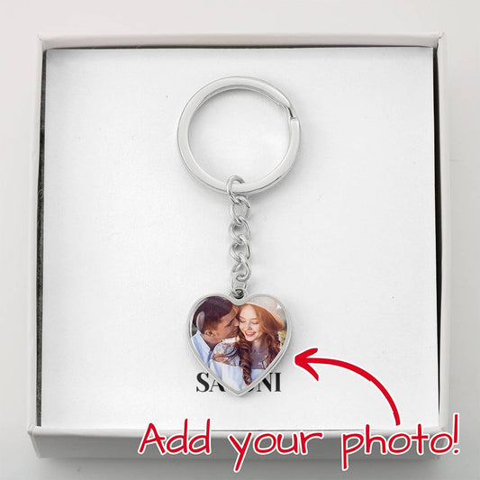 Luxury Photo Upload Heart Keychain