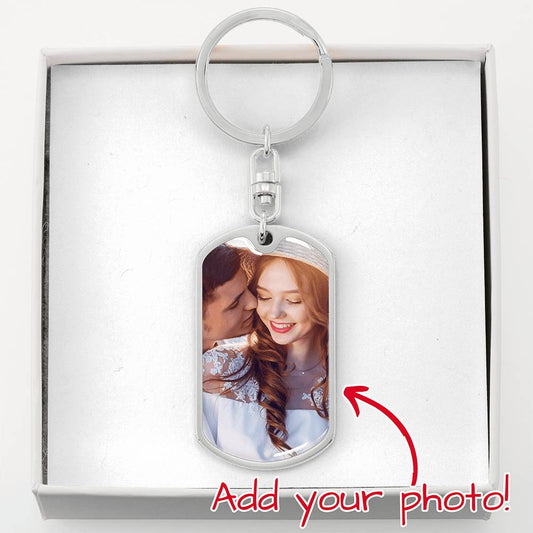 Luxury Photo Upload Dog Tag Keychain