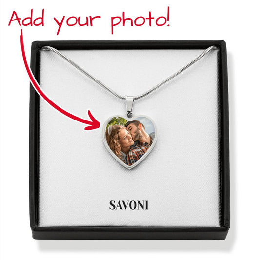 Luxury Photo Upload Heart Necklace - Snake Chain