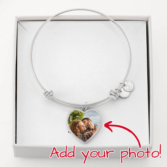 Luxury Photo Upload Heart Bangle Bracelet