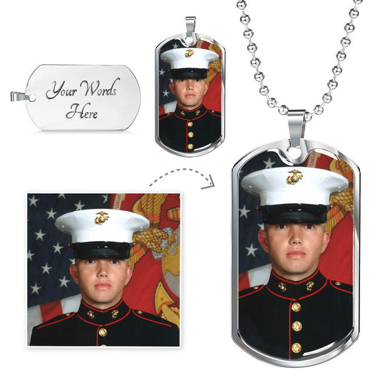 Luxury Photo Upload Dog Tag Necklace - Balls Chain