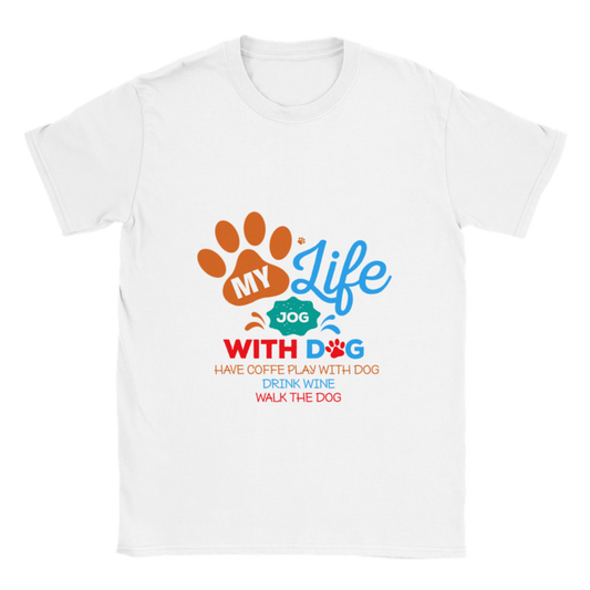 My Life Dog Coffee Wine Classic Unisex Crewneck T-shirt