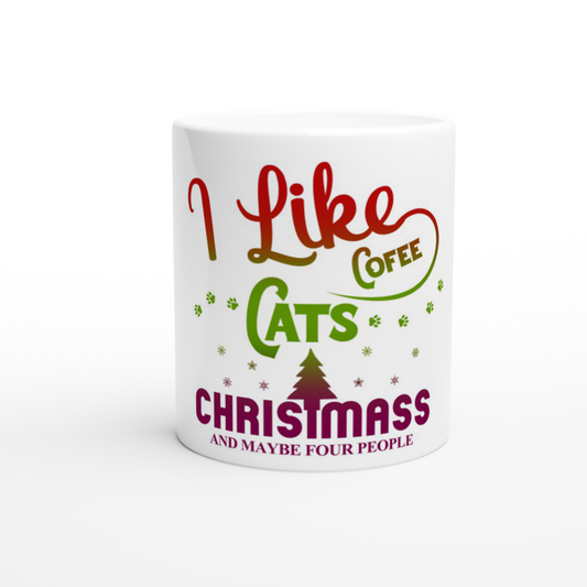 I Like Coffee Cats Christmas White 11oz Ceramic Mug