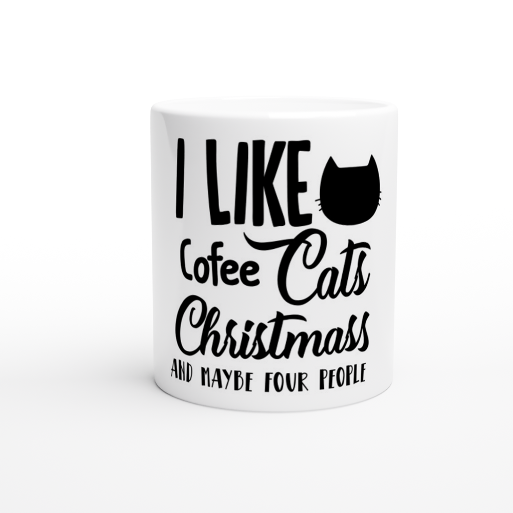 I Like Coffee Cats Christmas White 11oz Ceramic Mug