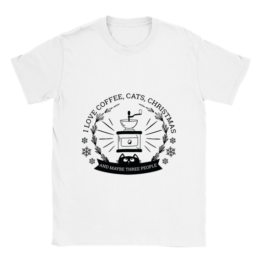 I Love Coffee Cats Christmas And MAybe Three People Classic Unisex Crewneck T-shirt