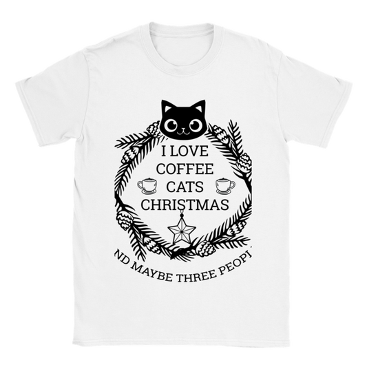 I Love Coffee Cats Christmas And MAybe Three People Classic Unisex Crewneck T-shirt