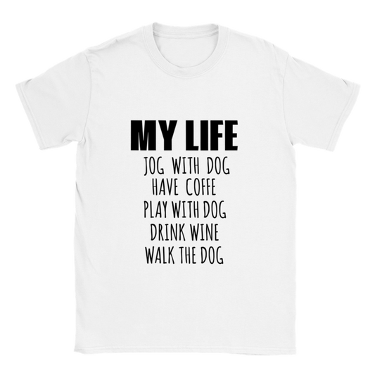 My Life Dog Coffee Wine Classic Unisex Crewneck T-shirt