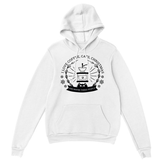 I Love Coffee Cats Christmas And MAybe Three People Classic Unisex Pullover Hoodie